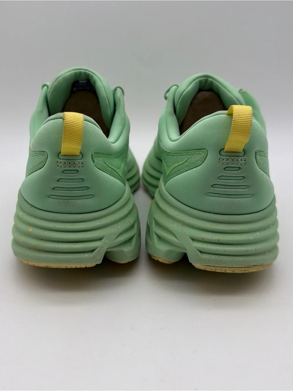 Hoka Bondi 8 Running Shoes Mens 12D Green Gym Walking Athletic Sneakers